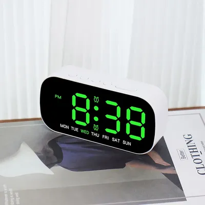 Digital Alarm Clock USB Powered Temperature Date Week Dual Alarm Night Mode Snooze Clock 5 Levels of