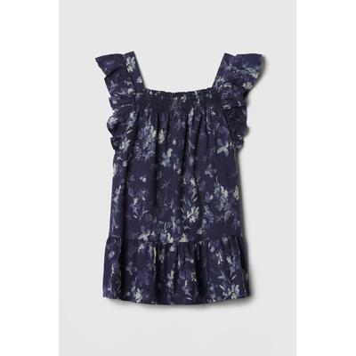 Gap Girls Blue Floral Smocked Square Neck Tiered Dress (6mths-5yrs) - Blue Floral