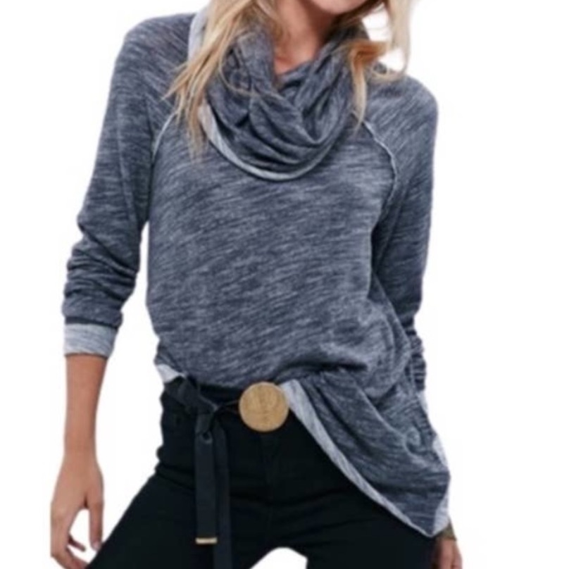 Free People Tops | Free People Beach Cocoon Cowl Neck Pullover M/L Guc B1015 | Color: Gray | Size: M