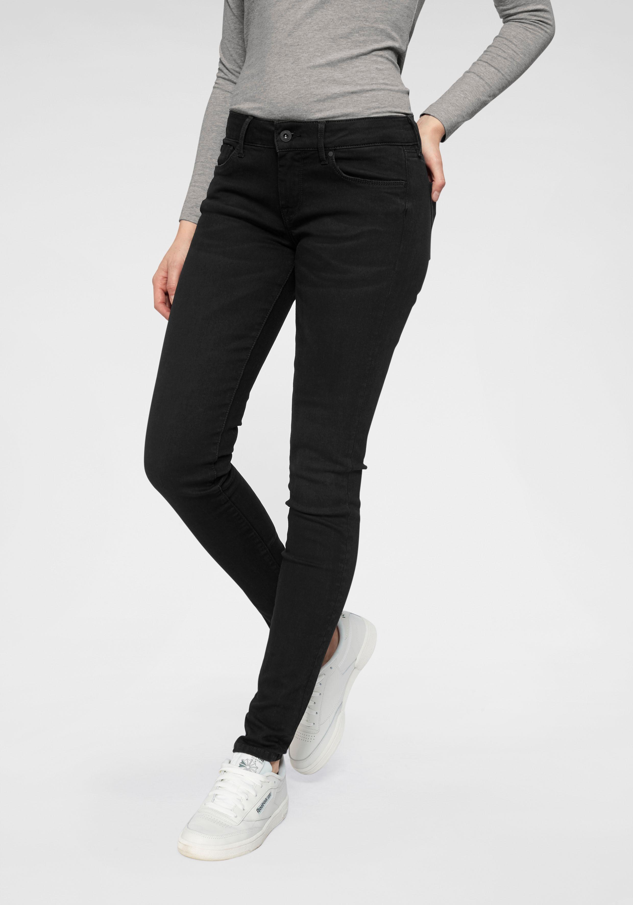 Skinny-fit-Jeans PEPE JEANS "SOHO", Damen, Gr. 27, Länge 30, schwarz (s98 10oz), Denim/Jeans, Obermaterial: 92% Baumwolle, 6% Polyester, 2% Elasthan, skinny fit lang, Jeans, im 5-Pocket-Stil mit 1-Knopf Bund und Stretch-Anteil