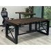 Xdustrial Series 71"W x 84"D Solid Wood Black Metal Frame L-Shaped Desk w/Electric Lift