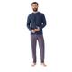 Schlafanzug MEY "RED TILE", Herren, Gr. M, blau (yacht blau), Single Jersey, Obermaterial: 100% Baumwolle, casual, lang, Rundhals, Langarm, Homewear-Sets, Langarm-Shirt mit Brusttasche