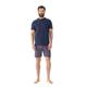Shorty MEY "RED TILE", Herren, Gr. XL, blau (yacht blau), Single Jersey, Obermaterial: 100% Baumwolle, casual, Kurzarm, Homewear-Sets, Kurzarm-Shirt mit Brusttasche