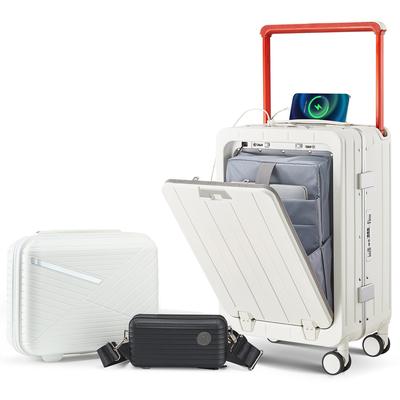 White Carry-On Luggage 3 Piece with Versatile Aluminum Frame聽