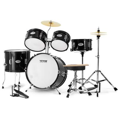 VEVOR Kids Drum Set, 5-Piece, 16 in Beginner Full Drum Set Starter Drum Kit for Child Kids, Black - 16 inches