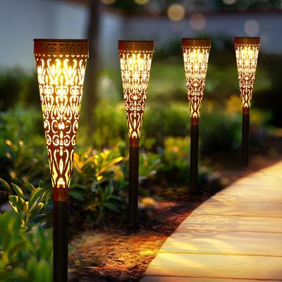 TEMU 4 Pack Metal Solar Outdoor Lights Garden, Led Solar Garden Light Solar Pathway Lighting Garden Decorations Outside For Balcony Terrace Lawn Decoration Image