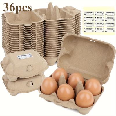 TEMU Shindel 36pcs Paper Egg Cartons, Holder Cardboard Half Egg Cartons 6 Count Egg Storage Containers For Family Fridge