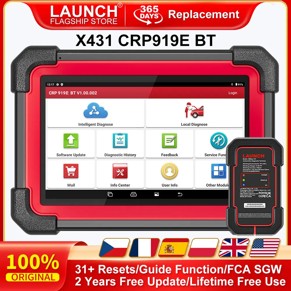 LANCIO X431 CRP919E BT Strumento diagnostico per auto Scanner OBD2 DBScar VII VCI Auto con test attivo Codifica ECU CANFD DOIP 31+ Reset