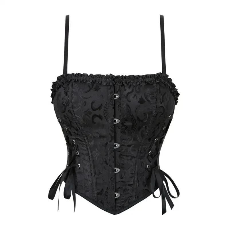 Corsetto da donna Crop Top Overbust Sexy Lace Up Bustier dimagrante Body Shaper Torso corto corsetto gilet nero bianco rosso