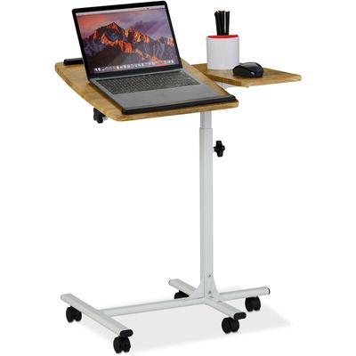 Relaxdays Laptoptisch höhenverstellbar, rollbar, neigbare Tischplatte, Mausablage, HBT: 68 - 88 x