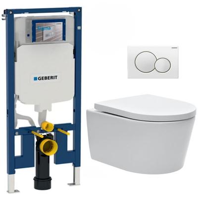 Pack wc Vorwandelement UP720 extraflach + wc-sat spülrandlos unsichtbare Befestigungen + WC-Deckel Image
