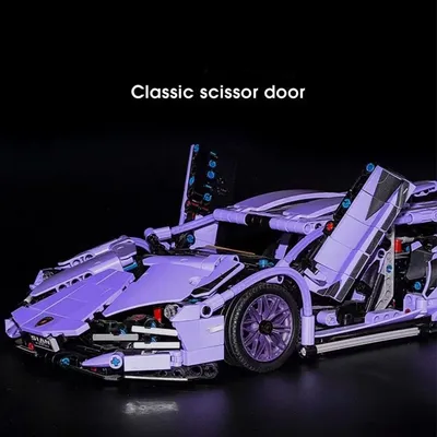 1280PCS Technische 1:14 Lila Lambo Super Sport Auto Bausteine MOC Stadt Geschwindigkeit Fahrzeug Montieren Ziegel Spielzeug Für Kinder jungen Image