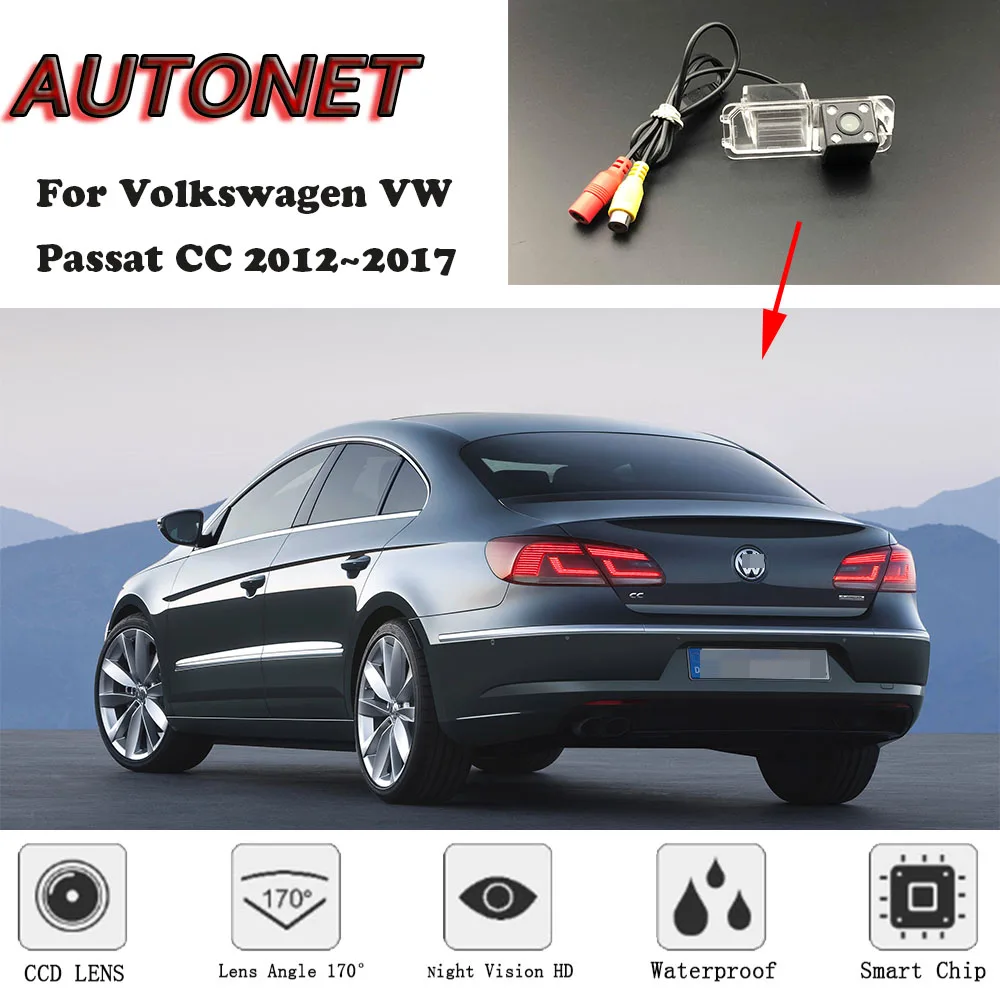 AUTONET Backup-Rückfahrkamera für Volkswagen VW Passat CC 2012 2013 2014 2015 2016 2017, Nachtsicht-/Kennzeichenkamera Image