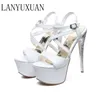 LANYUXUAN Große Größe 31-48 Sandalen Damen Plattformen Fashion Party Schuhe Sexy offene spitze Super High Heel (16 CM) Schuhe Frauen Pumpen 202