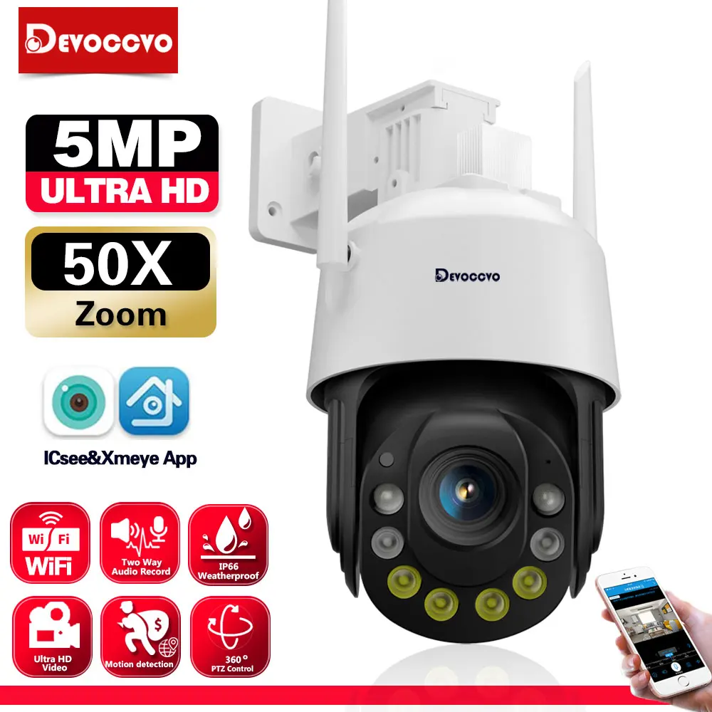 50X 30X Optischer Zoom 5MP PTZ Sicherheit Kamera Im Freien Wasserdichte Wifi PTZ IP Kamera Farbe Nachtsicht CCTV Menschlichen Erkennung ICSEE Image