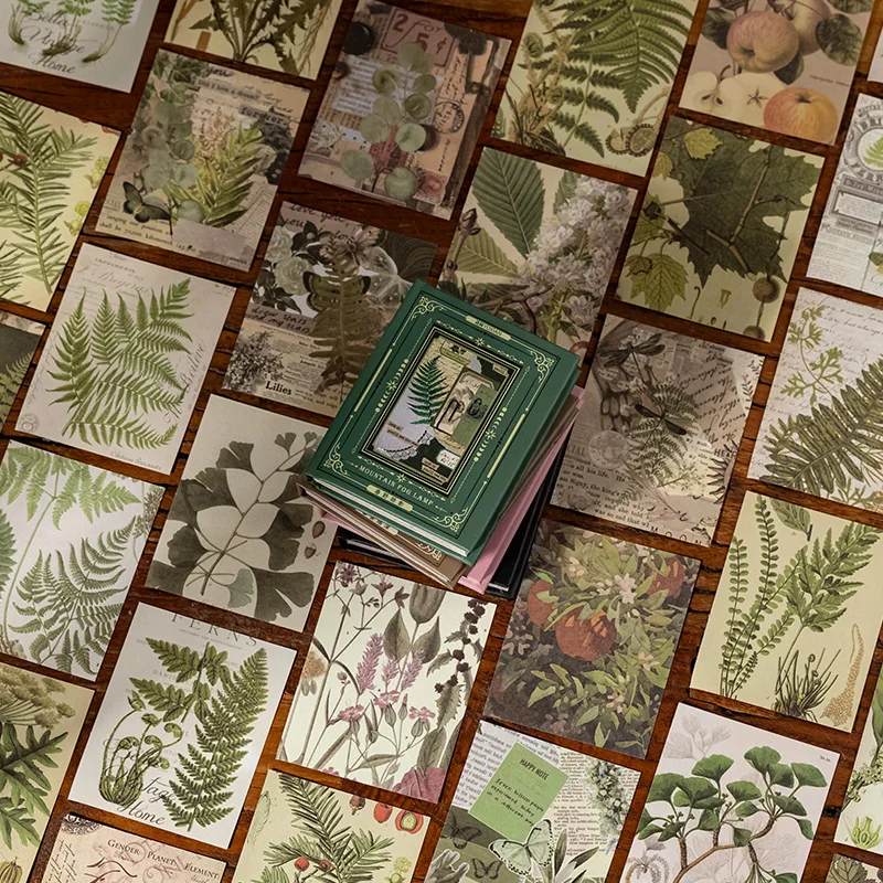60 Stück Vintage Grüne Pflanzen Blumen Bastelpapier Scrapbook Materialien DIY Fotoalbum Collage Journalling Briefpapier Material Papier Image