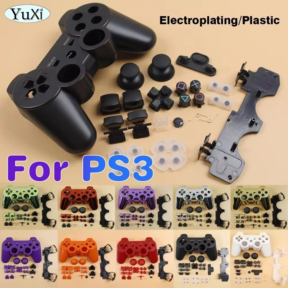 1Set Für PS3 Wireless Controller Gehäuse Shell Fall Für PlayStation 3 Vollen Satz Tasten Innere Rahmen Stehen Kunststoff Überzogene ersetzen