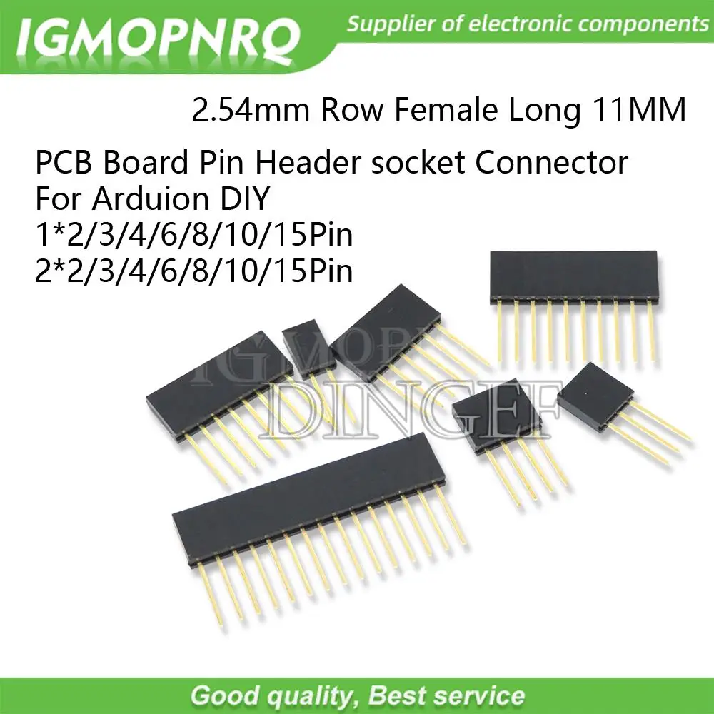 10 Stück 2,54mm stapelbare lange Beine Femal Pin lang 11mm Header für Arduino Shield Anschluss buchse 2p 3p 4p 5p 6p 7p 8p 10p 20p Image