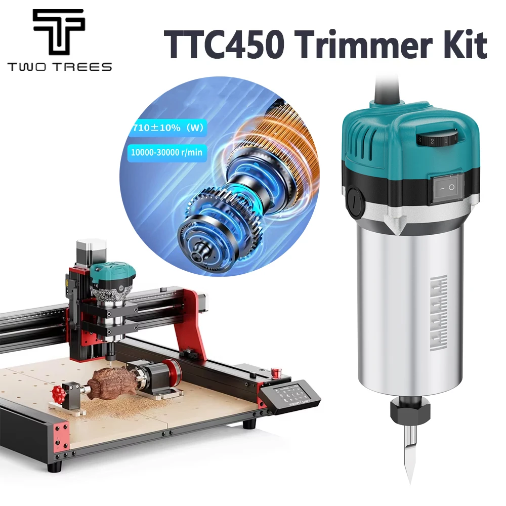TWOTREES 800 W Holz Trimmer Router Spindel Für TTC450 Graveur Holz Router Kompakte Router Werkzeug Mit Fall TTC 450 Trimmer kit Image