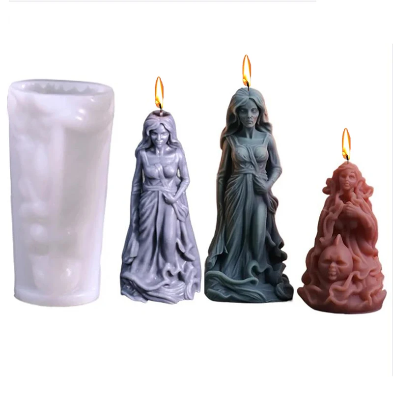 Halloween Geist Paar Silikon Kerze Formen DIY 3D Zombie Kürbis Skelett Handwerk Harz Gips Gussform Halloween Party Geschenk Image