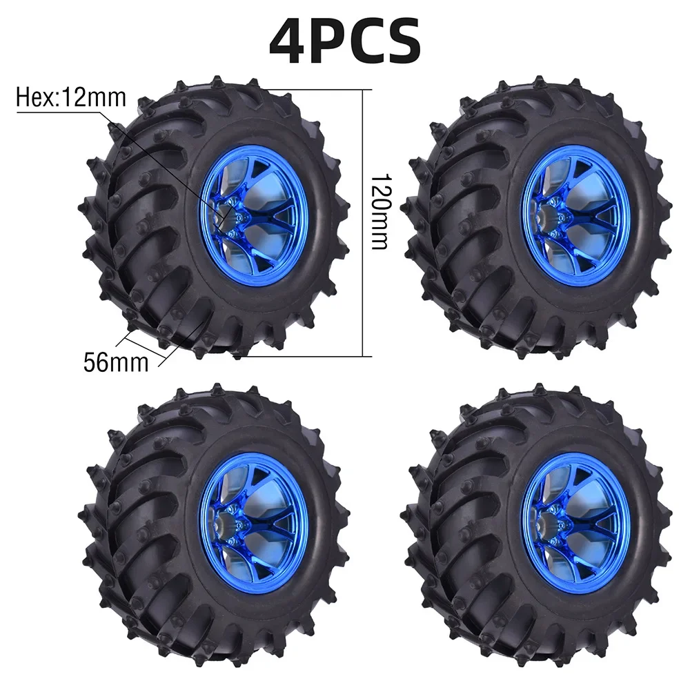 4PCS 12mm Nabe 1/10 Reifen Rad 120mm 125mm 130mm Monster Truck Reifen Räder Buggy RC Auto Crawler Traxxas Scx10 Buggy