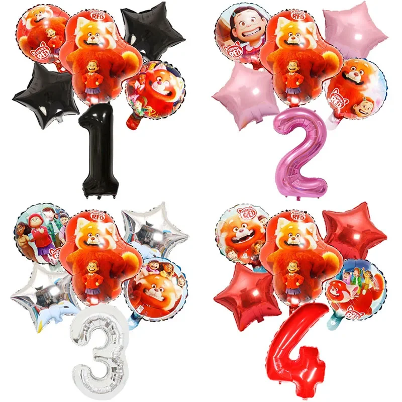 6 stücke Nette Drehen Rot Cartoon Li Meiling Luftballons Set kinder Geburtstag Party Dekorationen Baby Dusche Ball Globos Image