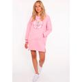 Sweatkleid ZWILLINGSHERZ ""Zuhause am Strand"", Damen, Gr. L/XL, N-Gr, rosa (light pink), Sweatware, Obermaterial: 50% Baumwolle, 50% Polyester, unifarben, modisch, lässig geschnitten mini, V-Ausschnitt, Langarm angesetztes Bündchen, Kleider, mit...