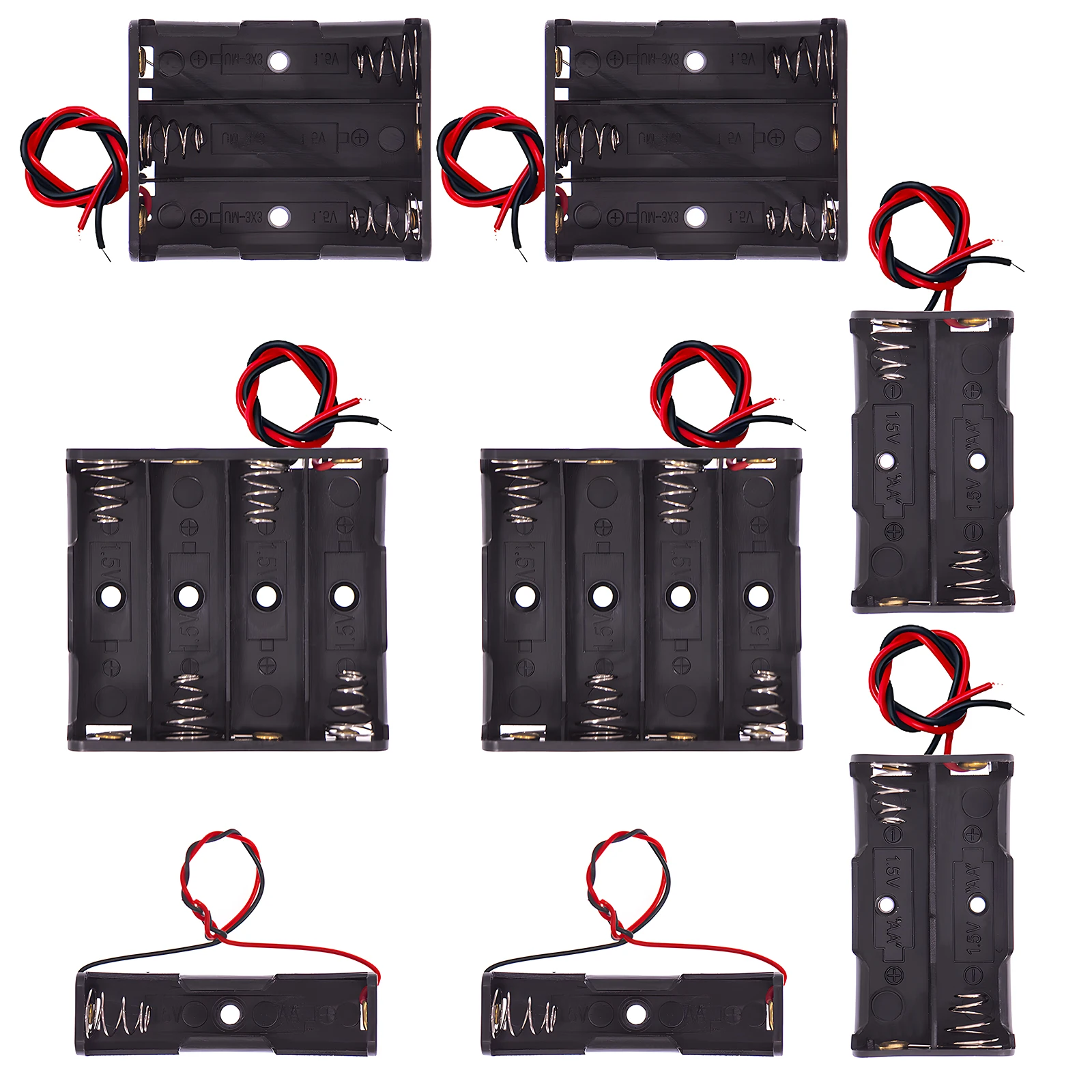 8Pcs AA Battery Holders with Wire Includes 1 AA Battery Holder 1.5V, 2 AA Battery Holder 3V, 3 AA Battery Holder 4.5V, 4 AA Batt