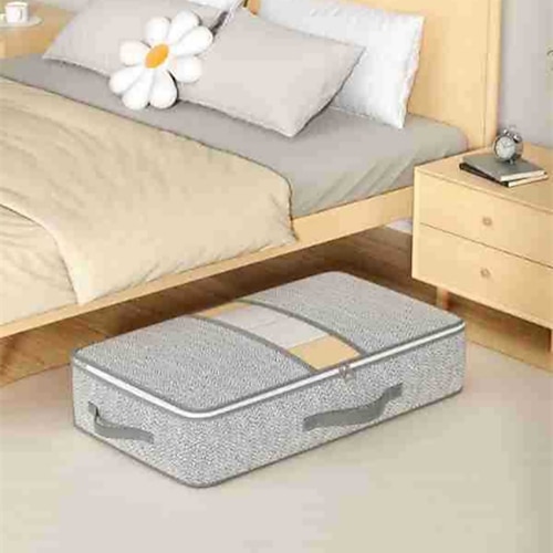 Aufbewahrungsbox aus Stoff mit transparentem Fenster – Aufbewahrungstasche für Steppdecken, Kleidung und sonstiges Image