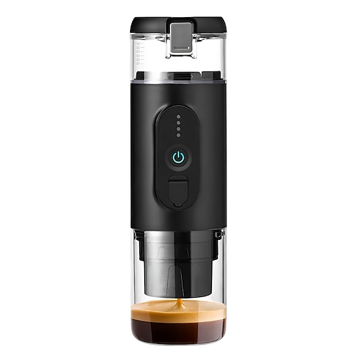 tragbare elektrische Espressomaschine, kabellose Heizung, Einzelportions-Mini-Kaffeemaschine mit 2-in-1-Kaffeepulver-/Kapselbehälter, Pumpendruck, automatische Brühfunktion, 2500 mAh