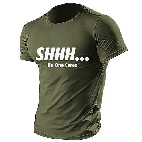 Herren Sarkastisches 'SHHH... Es interessiert niemanden' Grafik T-Shirt Kurzarm Olivgrün Image
