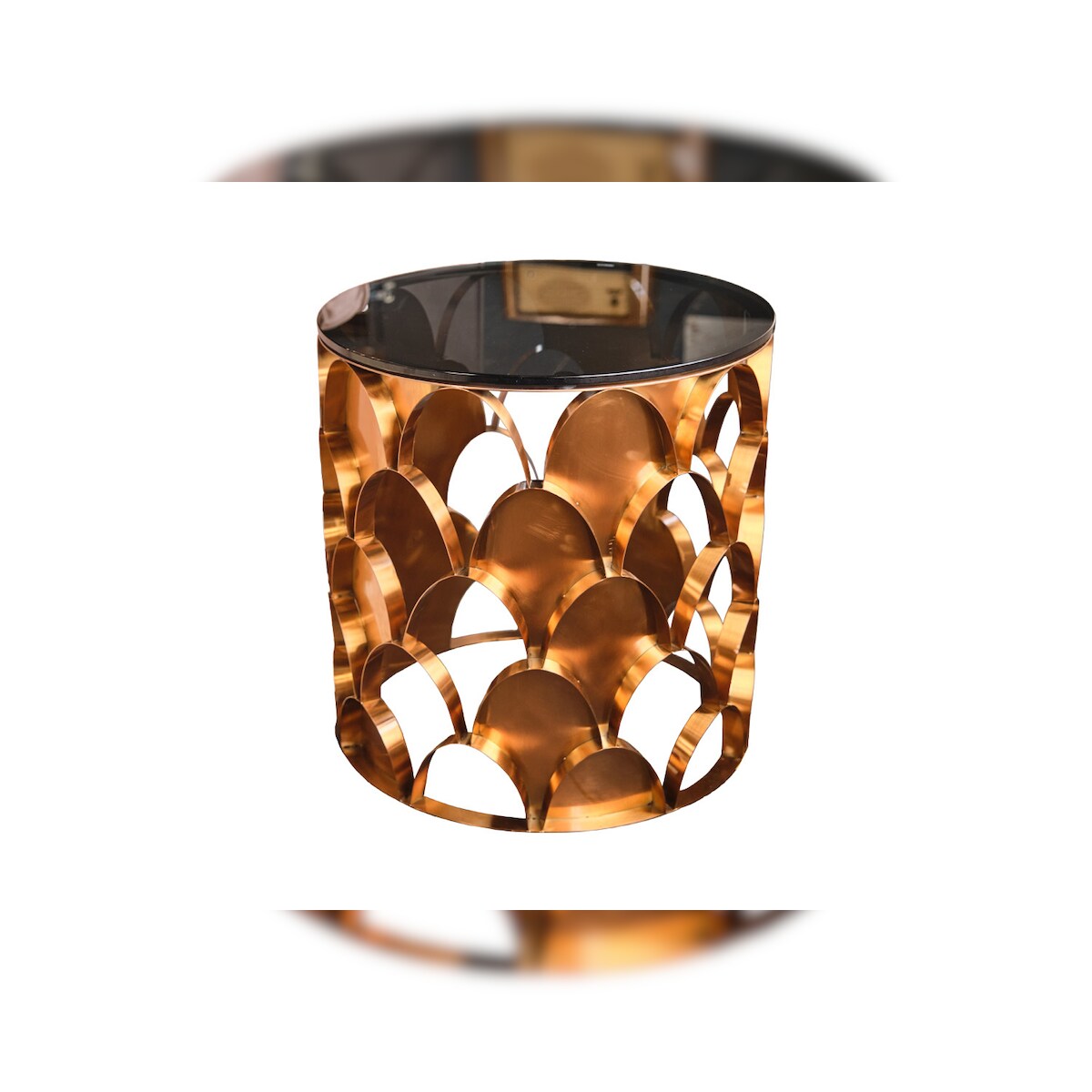 KAWOLA Beistelltisch MEDINA Couchtisch Tisch Glas Gestell rosé gold Image