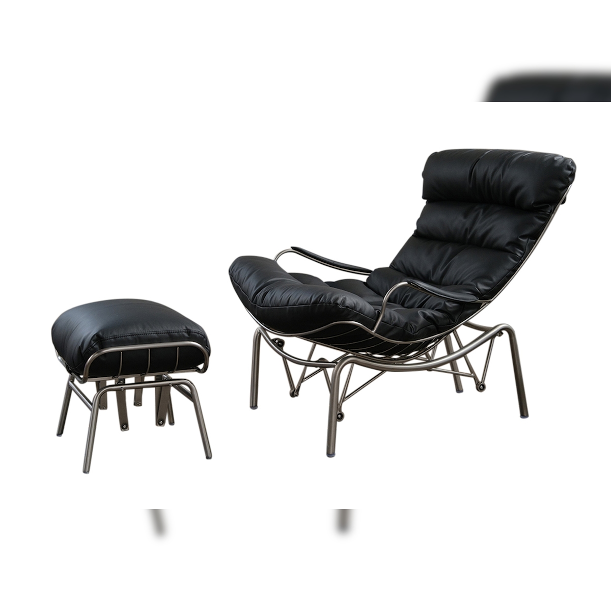 KAWOLA Relaxsessel ROWA Sessel Leder schwarz (B/H/T) 77x88x103 inklusive Hocker Image