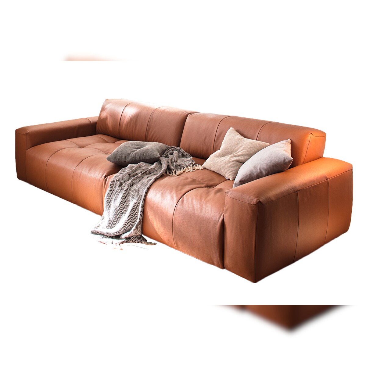 KAWOLA Big Sofa PALACE 3-Sitzer mit Sitztiefenverstellung Leder brandy Image