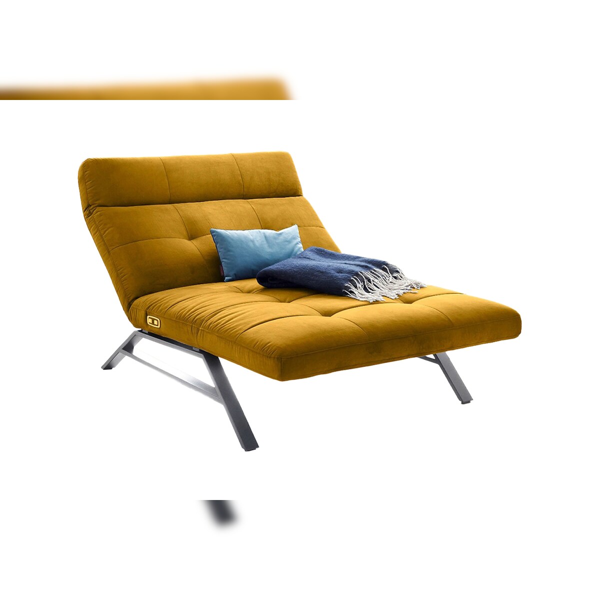 KAWOLA Liege AMERIVA Sessel Relaxliege Maxi Velvet curry Fuß chrome Image