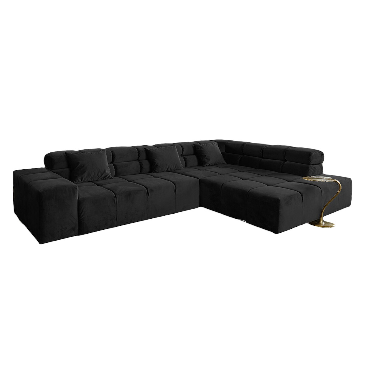 KAWOLA Sofa NEVADA Ecksofa Velvet schwarz Recamiere rechts Image