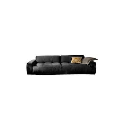 KAWOLA Big Sofa PALACE 3-Sitzer mit Sitztiefenverstellung Velvet schwarz