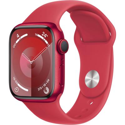 Smartwatch APPLE "Watch Series 9 Aluminium" Smartwatches Gr. 41 mm, ohne eSIM, S/M, Sport Band, rot Sport Band Bestseller