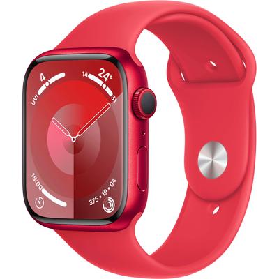 Smartwatch APPLE "Watch Series 9 Aluminium" Smartwatches Gr. 45 mm, ohne eSIM, M/L, Sport Band, rot Sport Band Bestseller