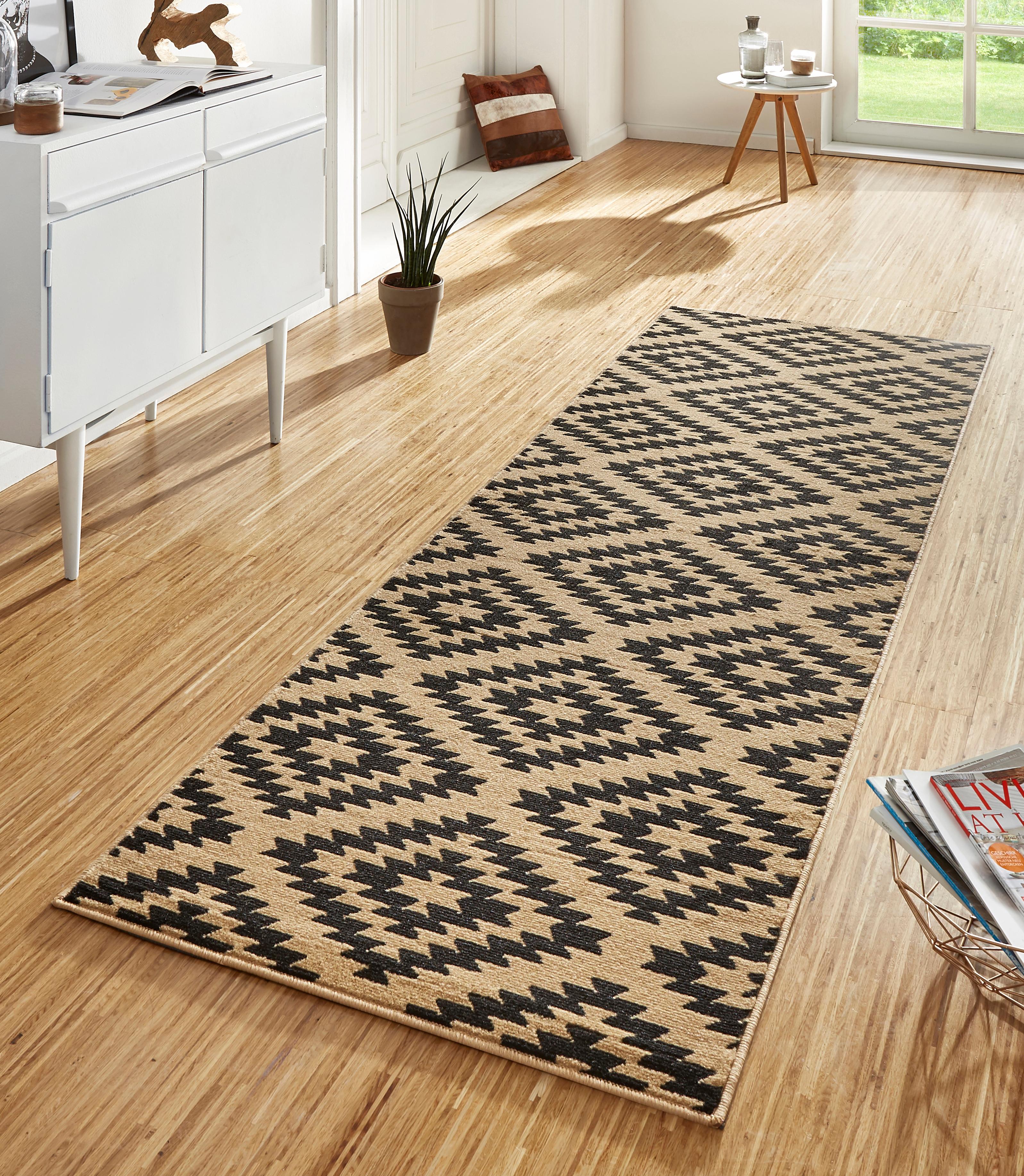 Läufer HANSE HOME "Nordic" Gr. 43, braun, B:80cm H:9mm L:400cm, Kunstfaser, Teppiche, Kurzflor, Raute, Teppich, Weich, Esszimmer, Kinderzimmer, Flur, Modern Image