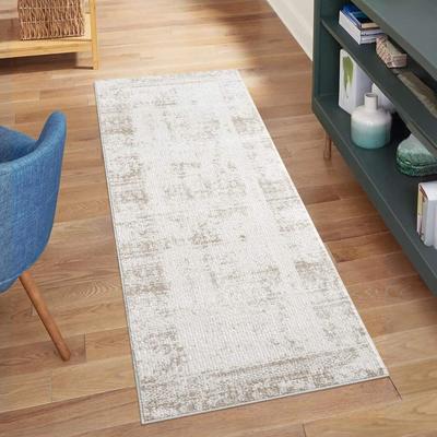Teppich CARPET CITY "ANTIK232", beige (creme), B:80cm H:10mm L:300cm, Polyester, Teppiche, Kurzflor, 3D-Optik, Klassisch-Modern für Wohnzimmer, Schlafzimmer Image