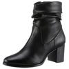 Stiefelette MARCO TOZZI, Damen, Gr. 37, schwarz, Lederimitat, unifarben, klassisch, Schuhe, Blockabsatz, Businessschuh mit Falten im slouchy Look