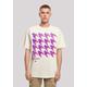 T-Shirt F4NT4STIC "Hahnentritt Pink", Herren, Gr. 4XL, beige (sand), Obermaterial: 100% Baumwolle, casual, oversize, Rundhals, Kurzarm ohne Bündchen, Shirts, Print
