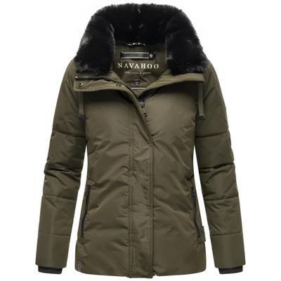 Winterjacke NAVAHOO "Frostii XIV", Damen, Gr. M (38), grün (olivgrün), Material: 100% Polyester, modisch, gerade hüftbedeckend, hoch geschlossener Ausschnitt, Langarm eng Rippstrickbündchen, Jacken, modische Damen Winter Steppjacke mit Kunstfellkragen Image