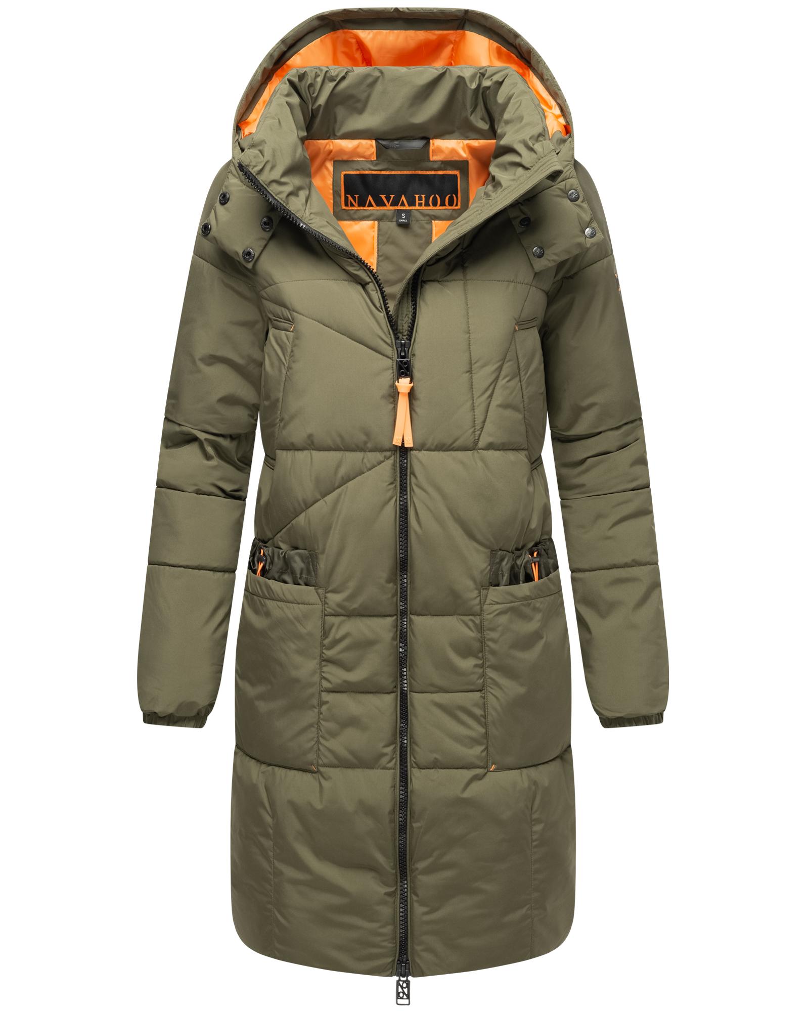 Steppmantel NAVAHOO "Bliblablubb 14", Damen, Gr. XL (42), grün (olivgrün), Obermaterial: 100% Polyester (recycelt), Futter: 100% Polyester (recycelt), Ärmelfutter: 100% Polyester (recycelt), Wattierung: 100% Polyester, gerade knieumspielend, hoch... Image