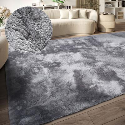Hochflor-Teppich ELLE DECORATION "Calida", silber, B:160cm H:28mm L:230cm, Polyester, Teppiche, Langflor, Shaggy, einfarbig, flauschig, weich, glänzend, modern, uni Image