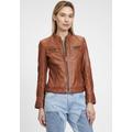 Lederjacke MAURITIUS "MWJanka", Damen, Gr. L, braun (cognac), Obermaterial: 100% Schafsleder. Futter: 100% Baumwolle. Ärmelfutter: 100% Polyester, unifarben, modisch, regular fit kurz, Langarm eingesetzt angesetztes Bündchen, Jacken