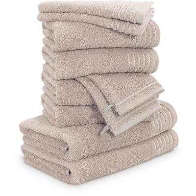 Handtuch Set MÖVE "New Classic", weiß (cashmere), 10 St., Walkfrottier, Walkfrottier, Obermaterial: 100% Baumwolle, Hand