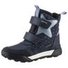 Winterboots GEOX "J TREKKYUP GIRL B ABX", Kinder, Gr. 24, blau (navy), Textil, Synthetik, Lederimitat, metallic, casual, Schuhe, Klettstiefel, Snowboots, Winterstiefel mit Metallic Look