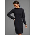 Strickkleid LAURA SCOTT, Damen, Gr. 34, N-Gr, schwarz, Strick, Obermaterial: 50% Viskose, 28% Polyester, 22% Polyamid, unifarben, clean, feminin, figurbetont mini, Rundhals, Langarm Rüschen, Kleider, festlich, lang, figurbetont, aus Viskosemischung...